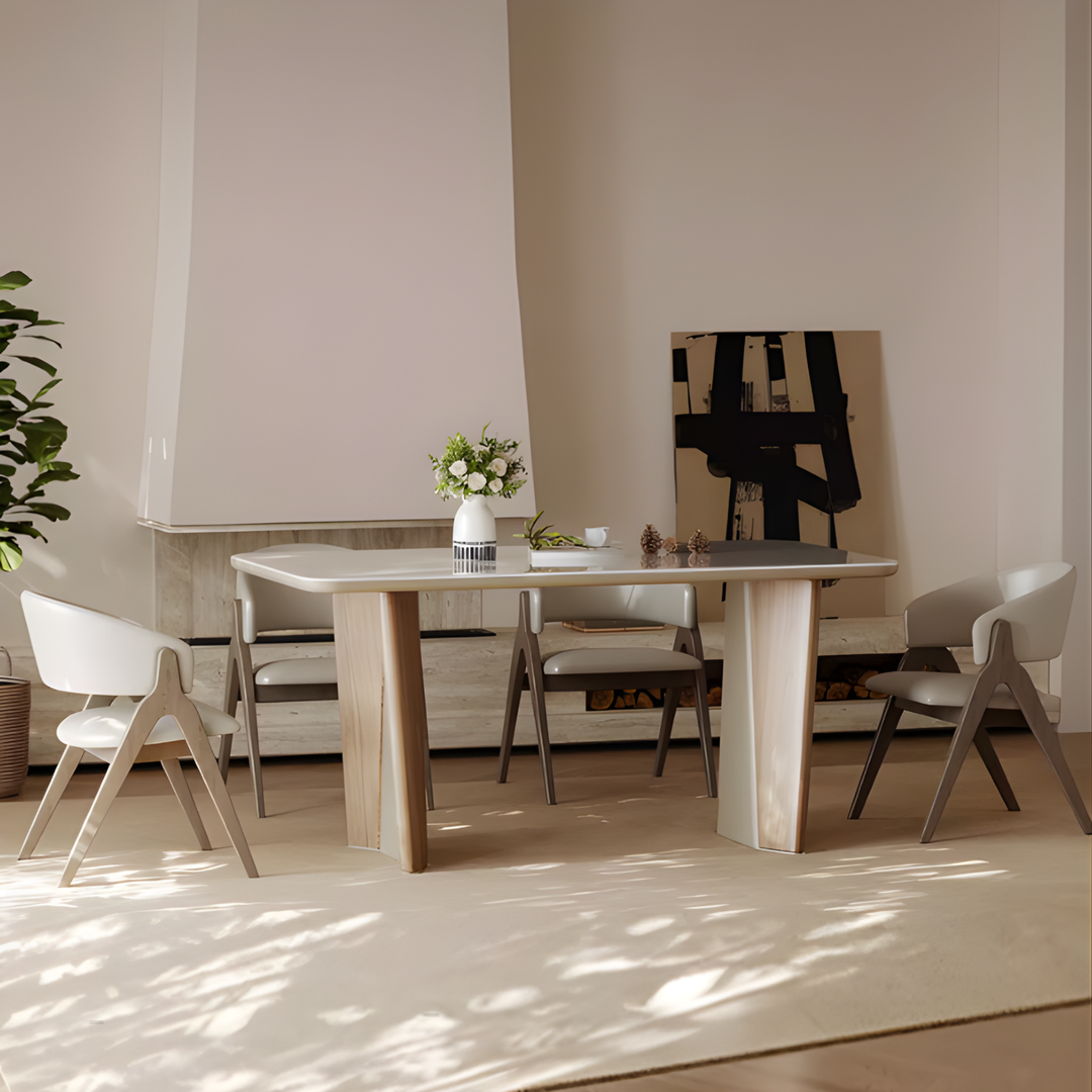 ALABASTER White Jade Stone Dining Table & Chair Set