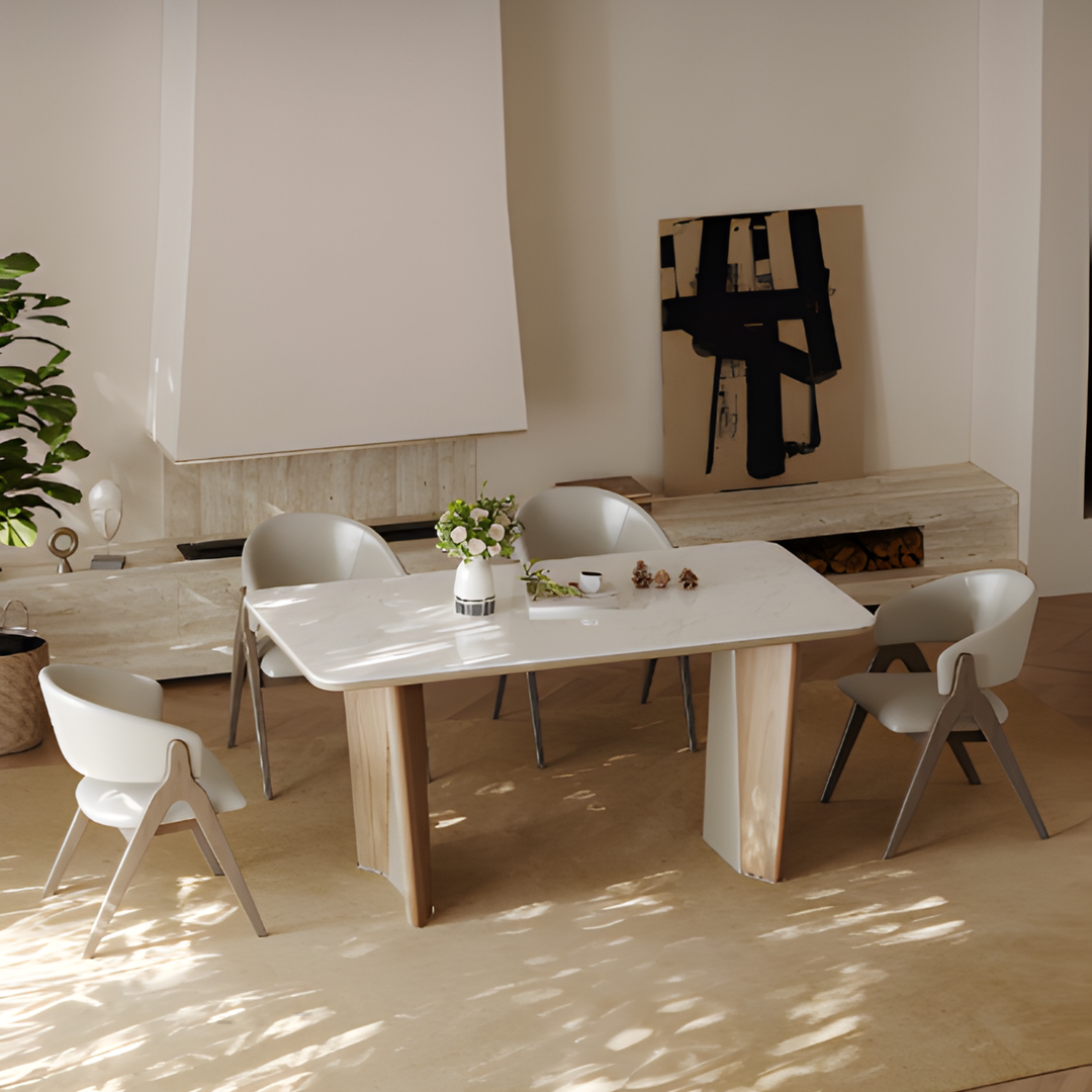 ALABASTER White Jade Stone Dining Table & Chair Set