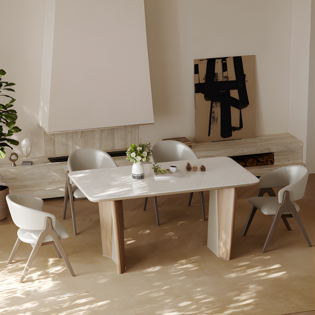 ALABASTER White Jade Stone Dining Table & Chair Set