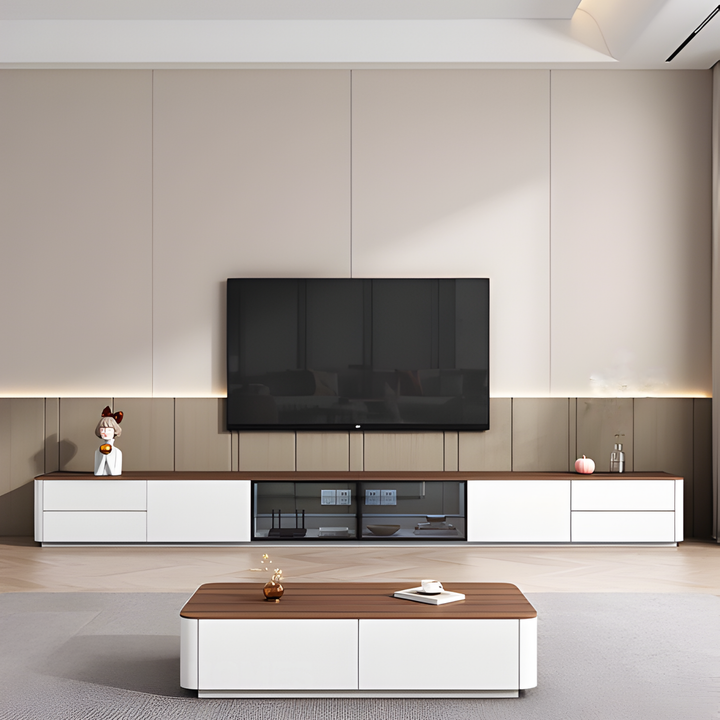 DOVETAIL Solid Wood TV Console & Coffee Table Set