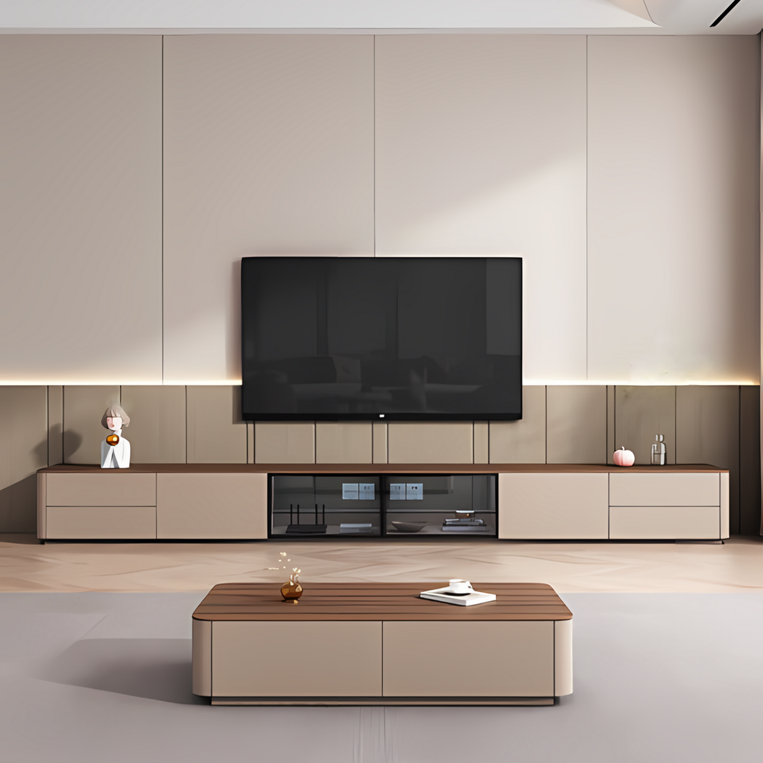 DOVETAIL Solid Wood TV Console & Coffee Table Set