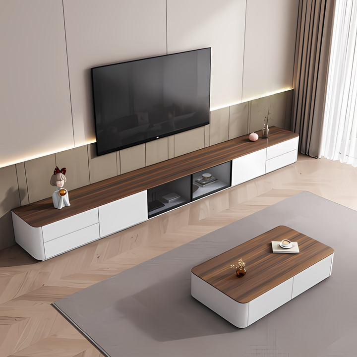 DOVETAIL Solid Wood TV Console & Coffee Table Set