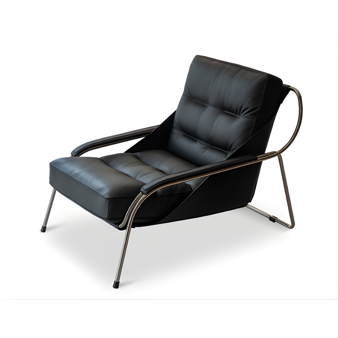 RHEVON Leather Lounge Chair & Ottoman