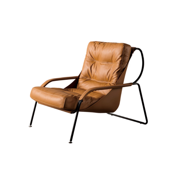 RHEVON Leather Lounge Chair & Ottoman