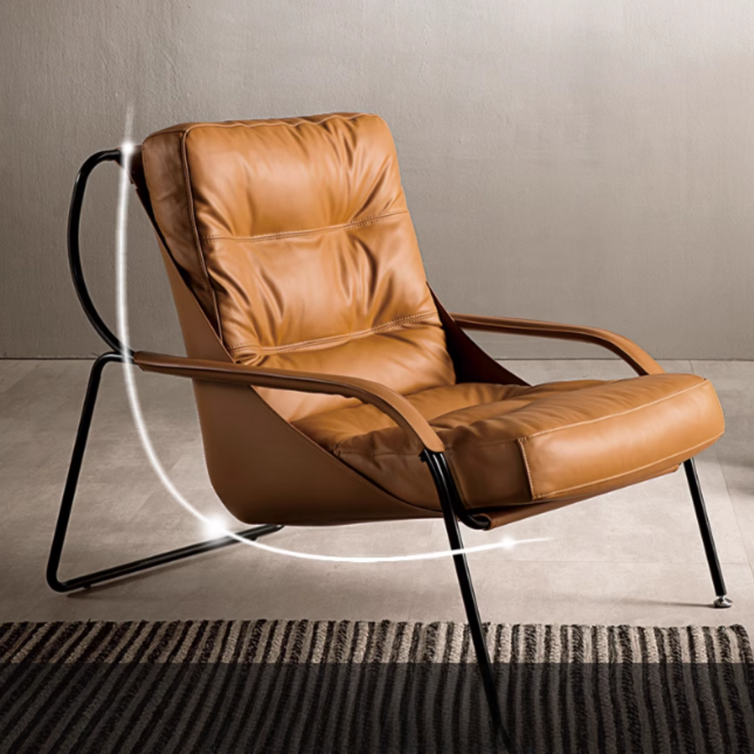 RHEVON Leather Lounge Chair & Ottoman