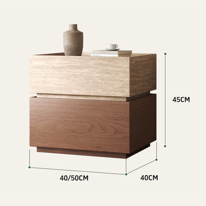 NOVARO Modern Solid Wood Bedside Table