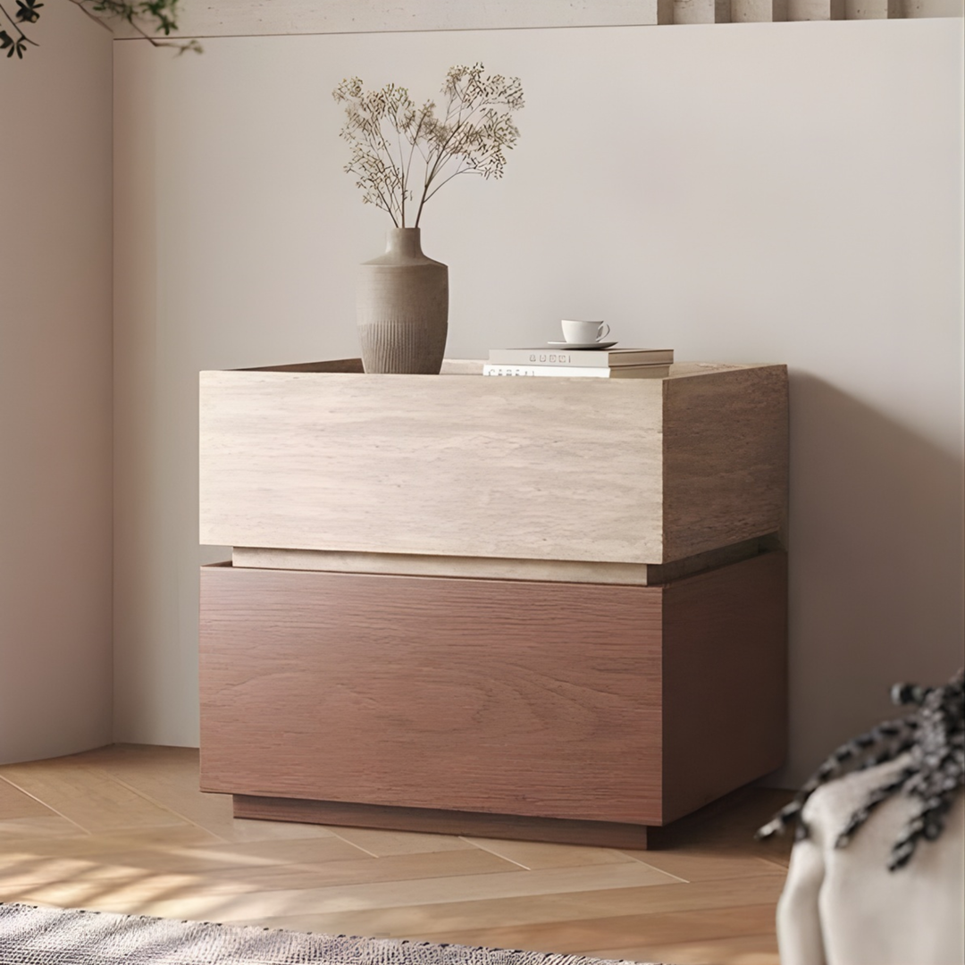 NOVARO Modern Solid Wood Bedside Table