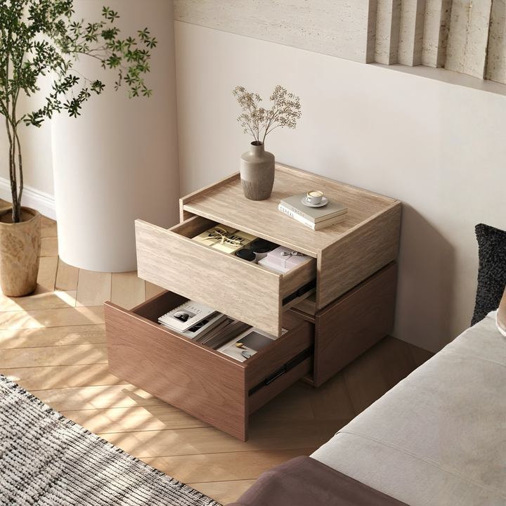 NOVARO Modern Solid Wood Bedside Table