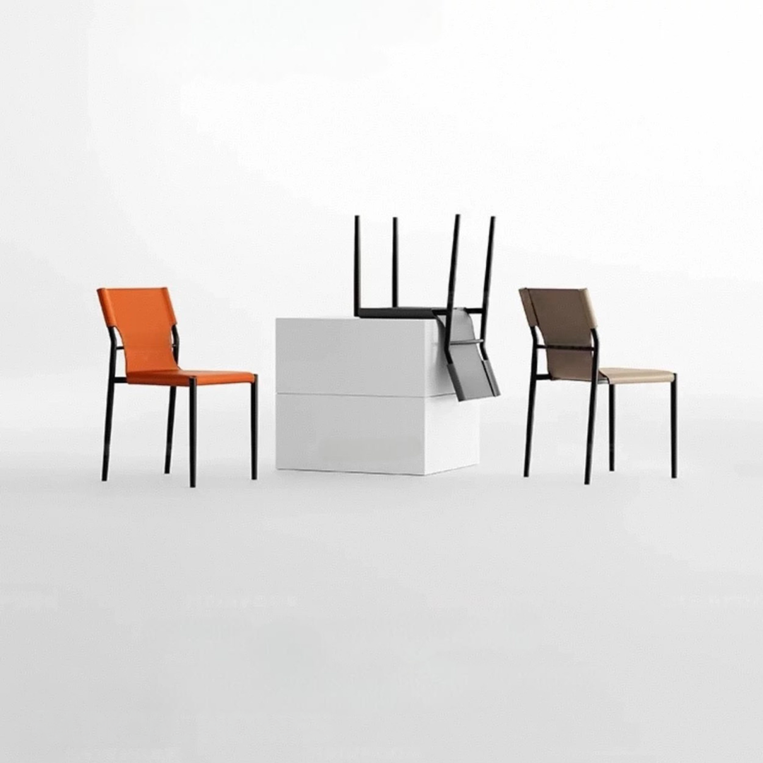 THEODORE Modern Saddle Leather Dining Chair - Cassa Haus Singapore