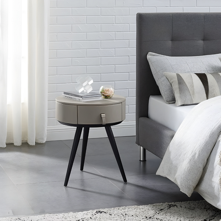 ZENORA Minimalist Round Storage Bedside Table