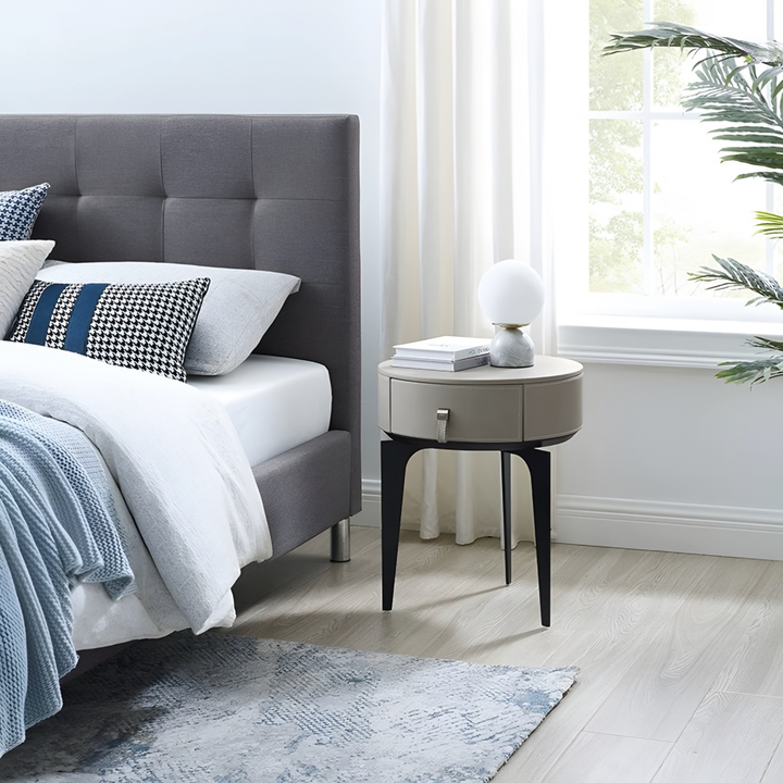 ZENORA Minimalist Round Storage Bedside Table