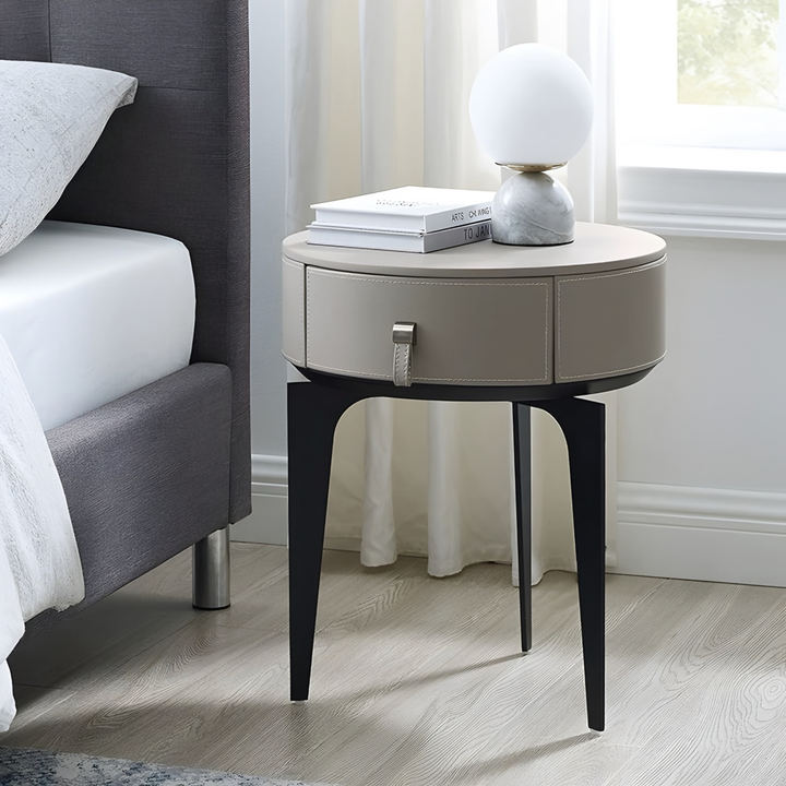 ZENORA Minimalist Round Storage Bedside Table