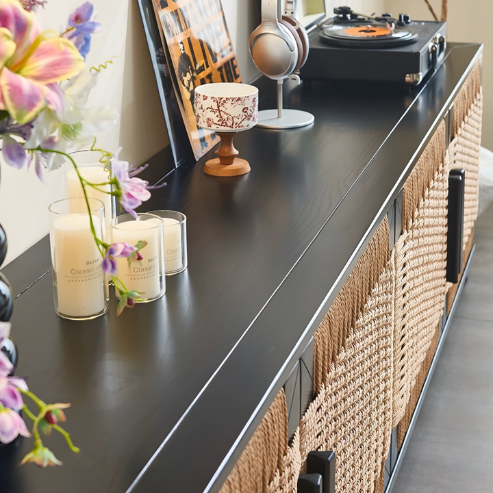CANEVORA Rattan TV Console Storage Cabinet