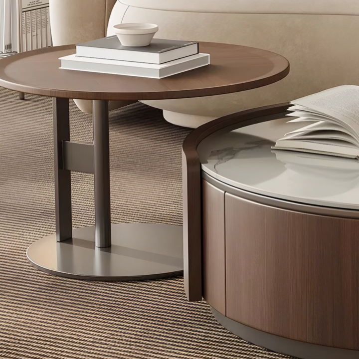 AVERO Modern Walnut Coffee Table & TV Console