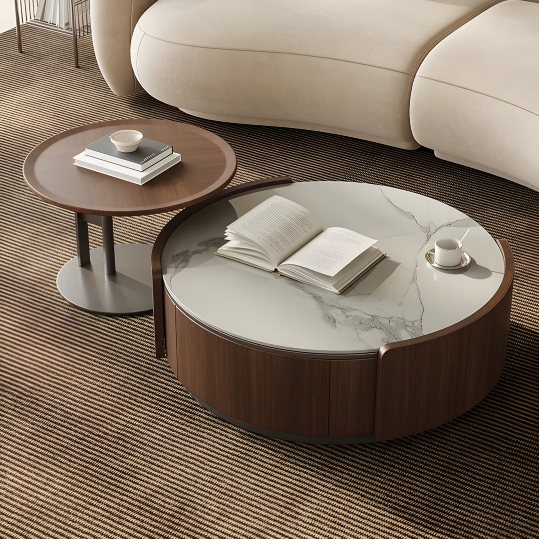 AVERO Modern Walnut Coffee Table & TV Console