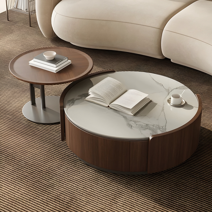 AVERO Modern Walnut Coffee Table & TV Console