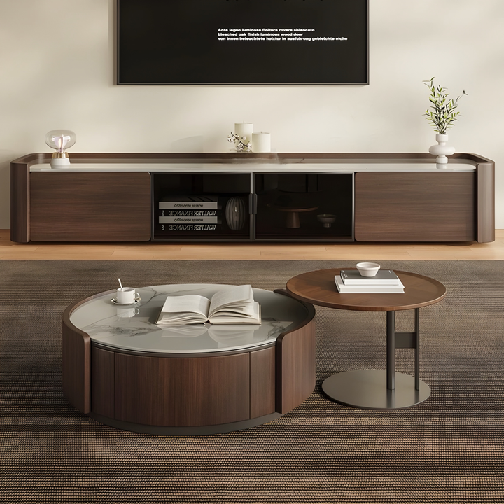 AVERO Modern Walnut Coffee Table & TV Console