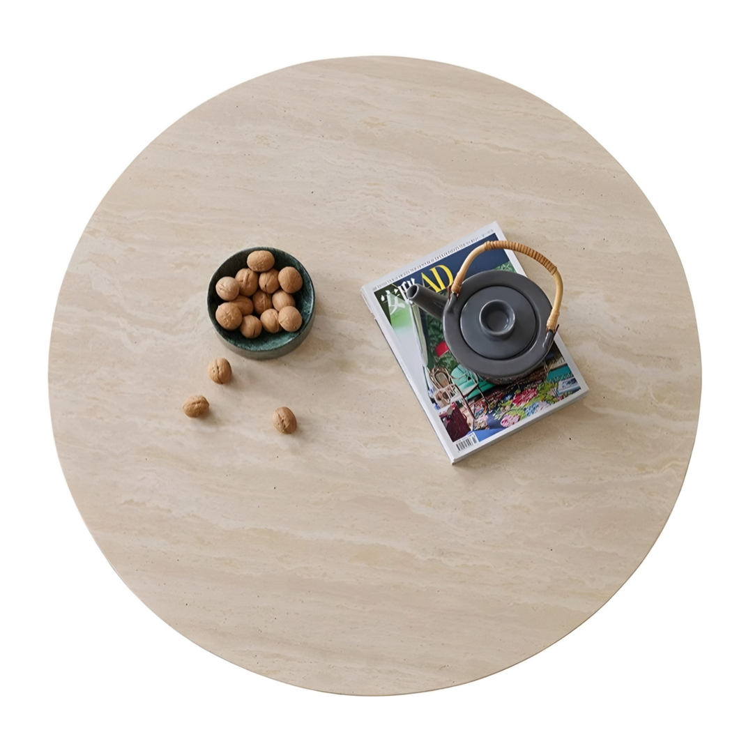 SORELLO Modern Travertine Round Coffee Table Set
