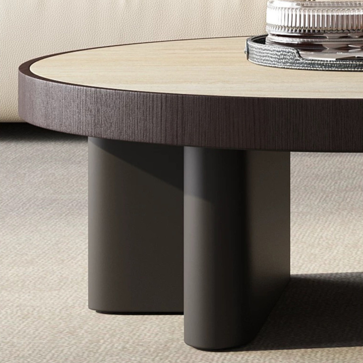 SORELLO Modern Travertine Round Coffee Table Set
