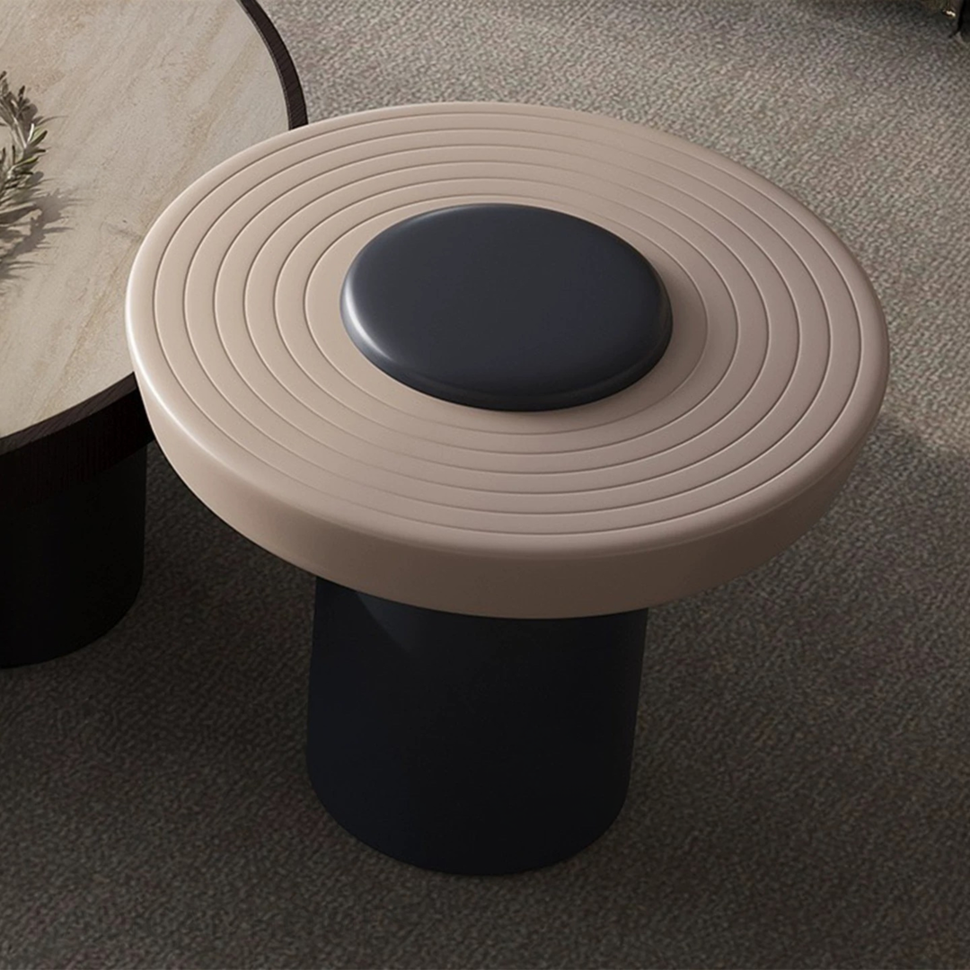 SORELLO Modern Travertine Round Coffee Table Set
