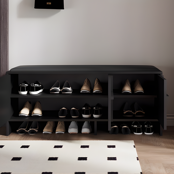 LAVERO Solid Wood Shoe Storage Bench
