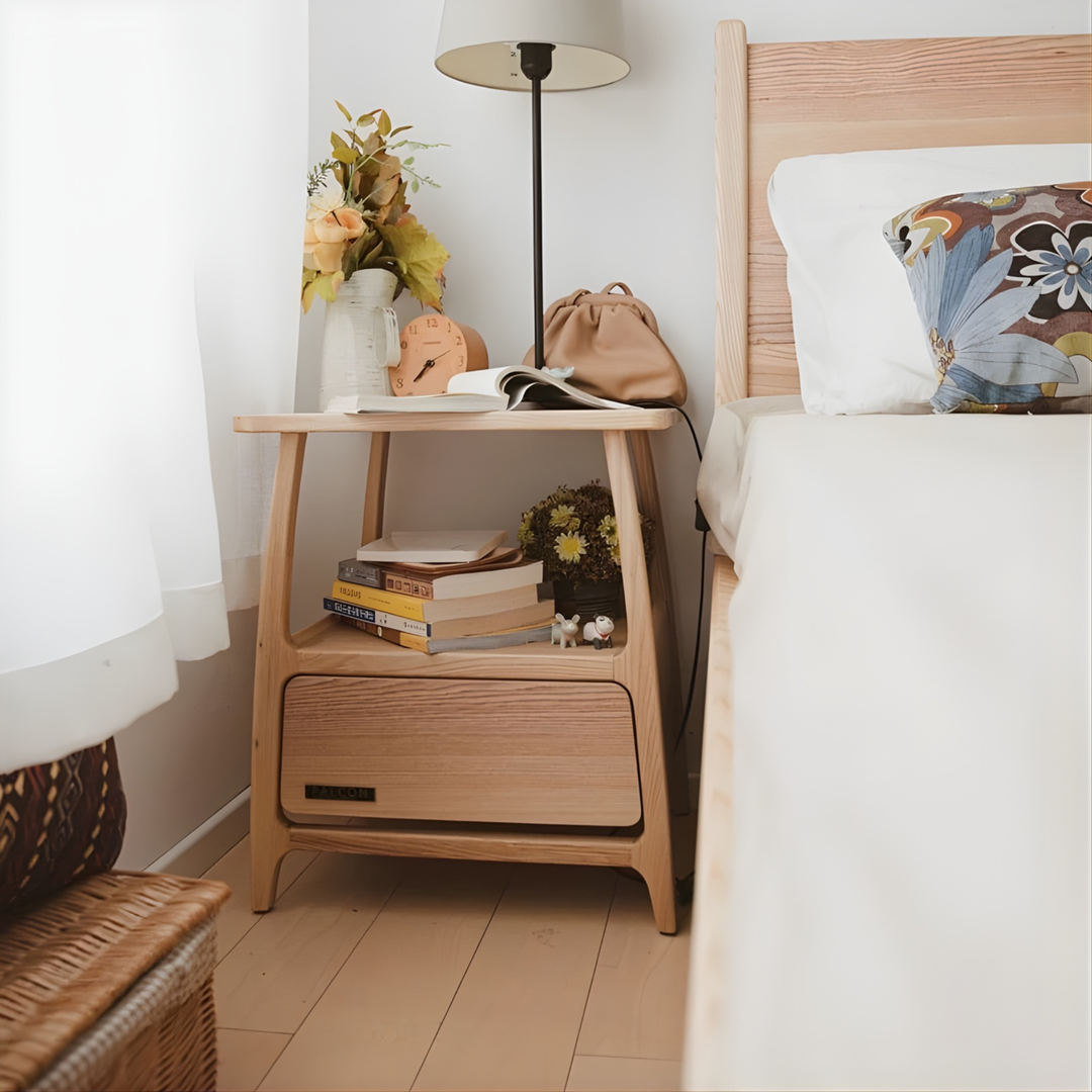 AKIRA Japandi Solid Wood Side Table