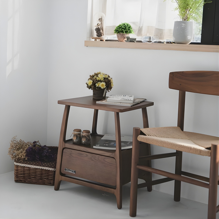 AKIRA Japandi Solid Wood Side Table