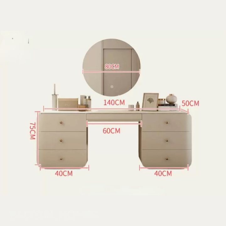 PINEVRA Modern Solid Wood Vanity Table