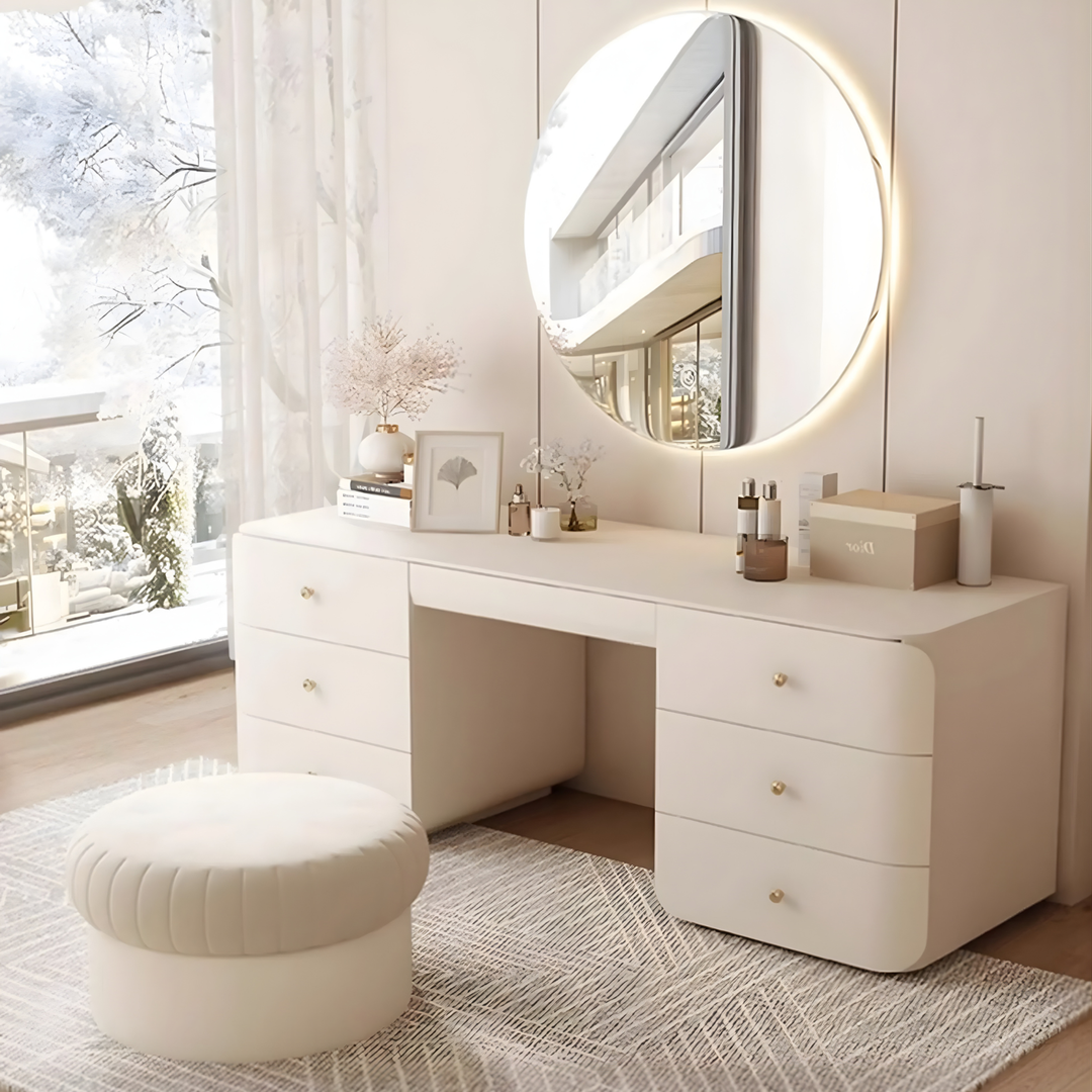PINEVRA Modern Solid Wood Vanity Table