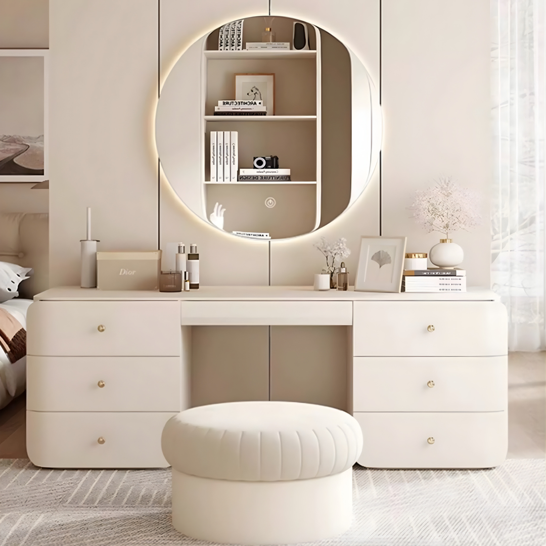 PINEVRA Modern Solid Wood Vanity Table