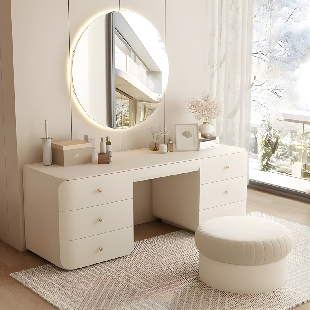 PINEVRA Modern Solid Wood Vanity Table