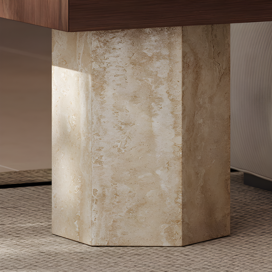 ALTHEORA Modern Travertine Side Table