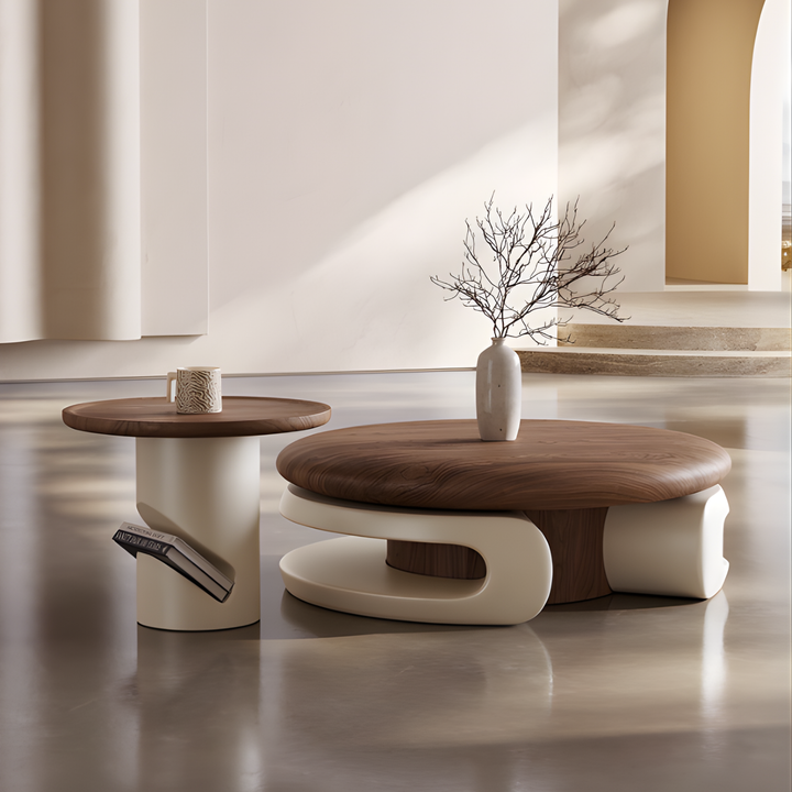 ELVANO Modern Wooden Coffee Table Set