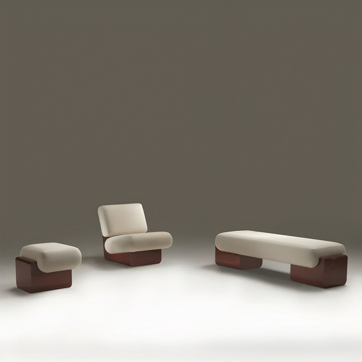MORI Modern Solid Wood Fabric Bench
