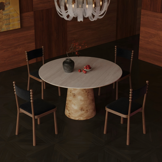 STRATARA Travertine Sintered Stone Dining Table - Cassa Haus Singapore