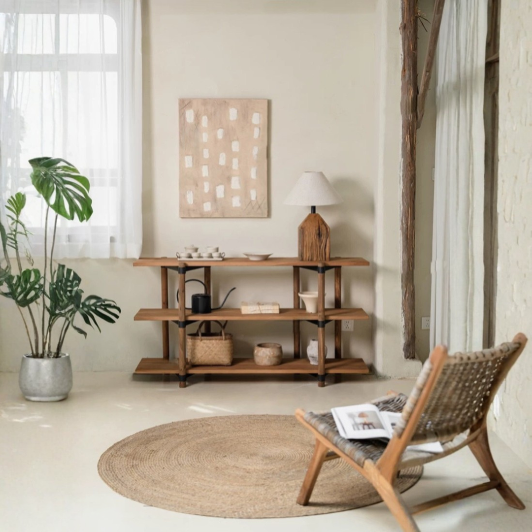 MONCERA Rustic Solid Wood Display Shelf