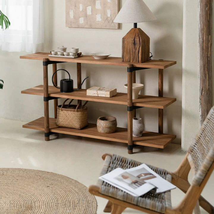MONCERA Rustic Solid Wood Display Shelf