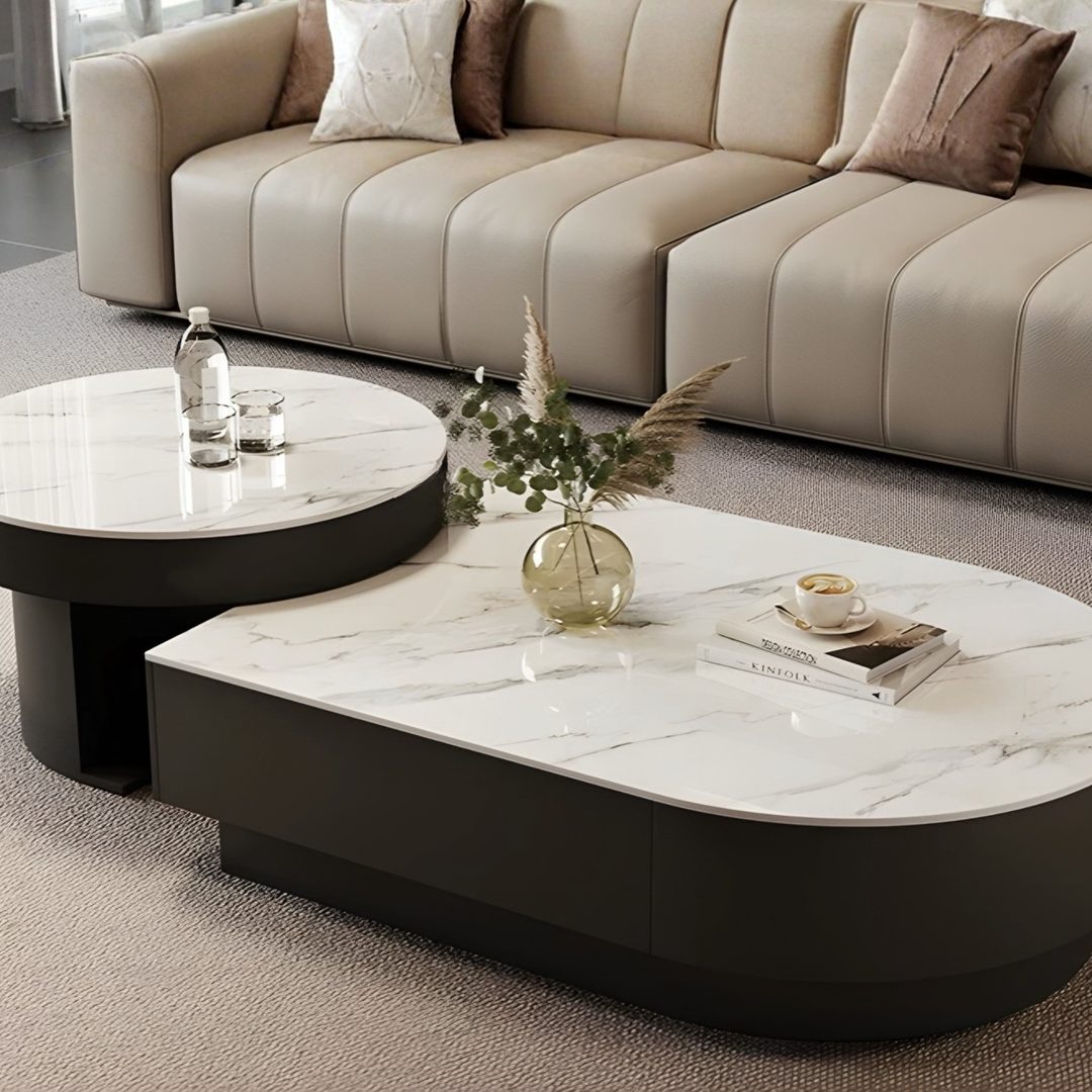DANIEL Modern Sintered Stone Retractable Coffee Table Set