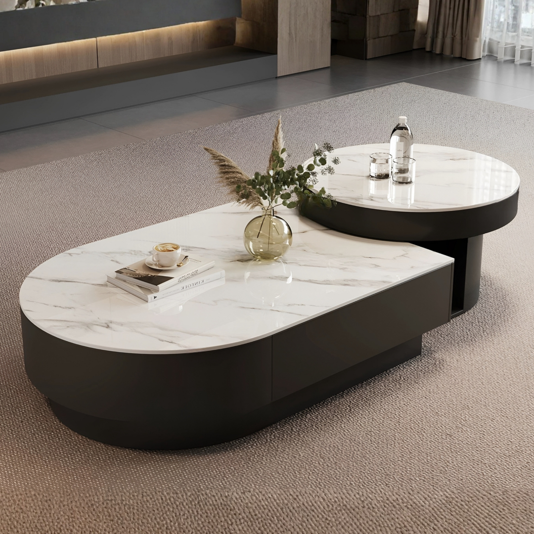 DANIEL Modern Sintered Stone Retractable Coffee Table Set