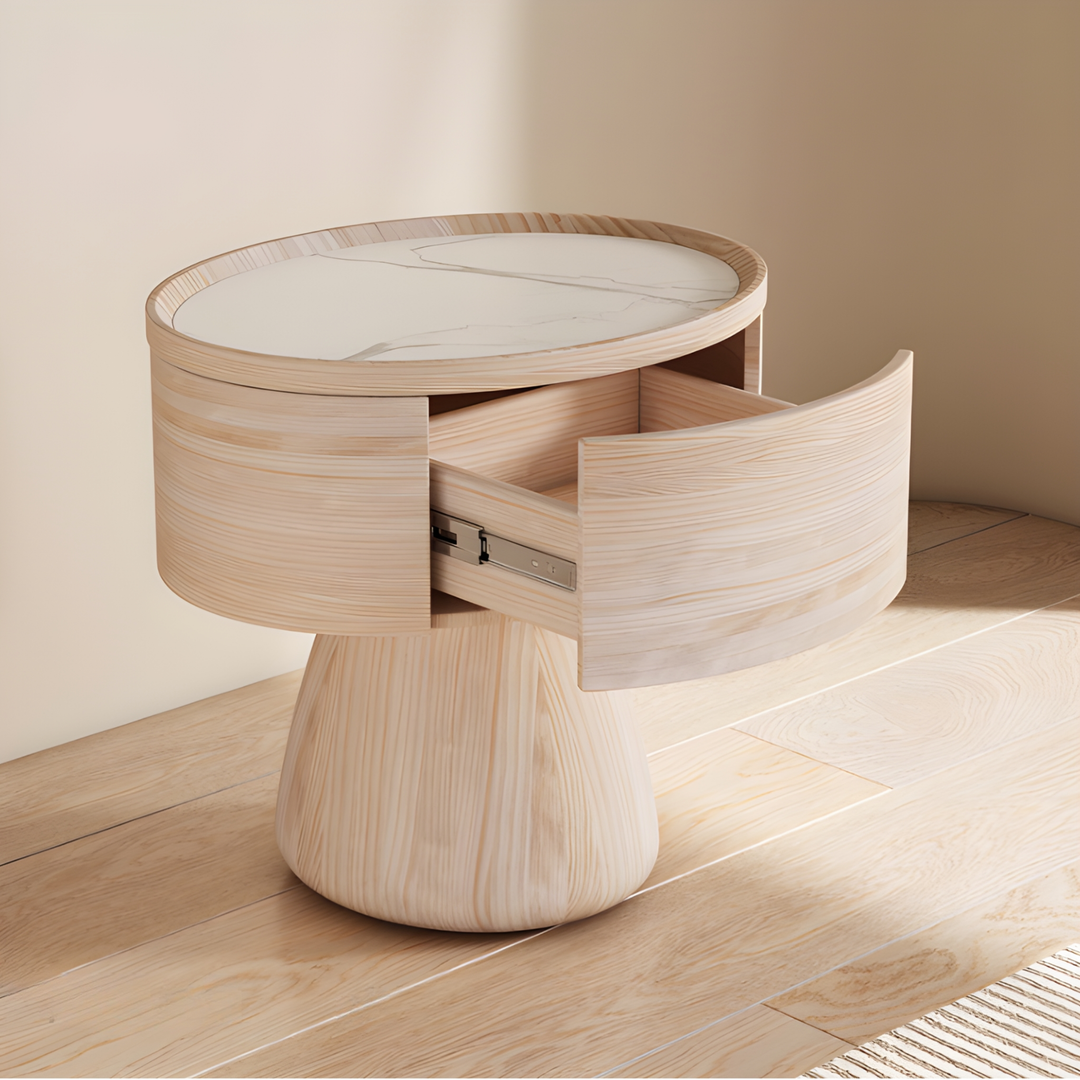 RAVENO Modern Saddle Leather Bedside Table