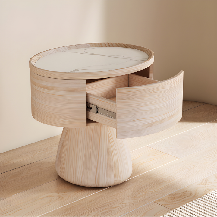 RAVENO Modern Saddle Leather Bedside Table