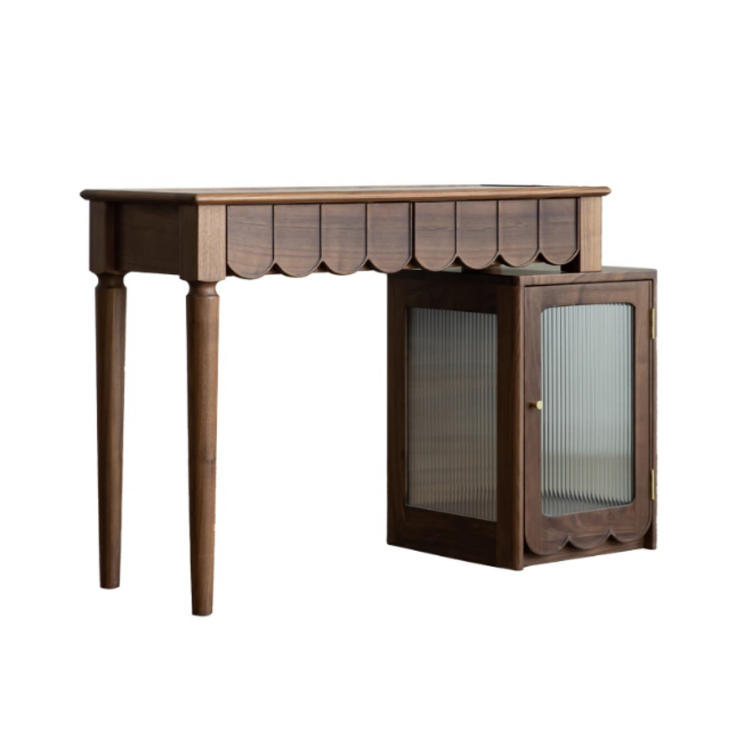 SCALVIA Walnut Wood Vanity Table