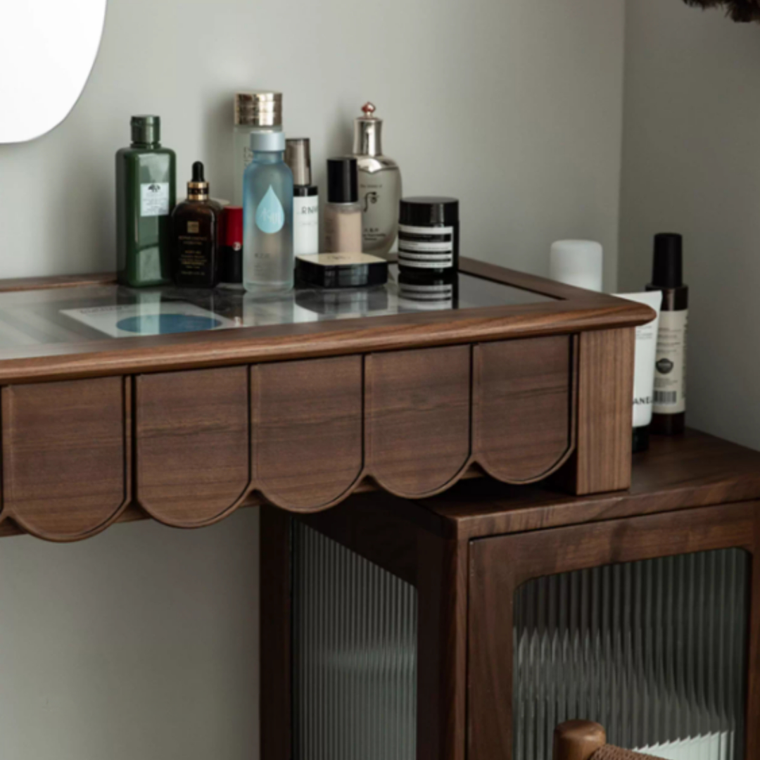 SCALVIA Walnut Wood Vanity Table