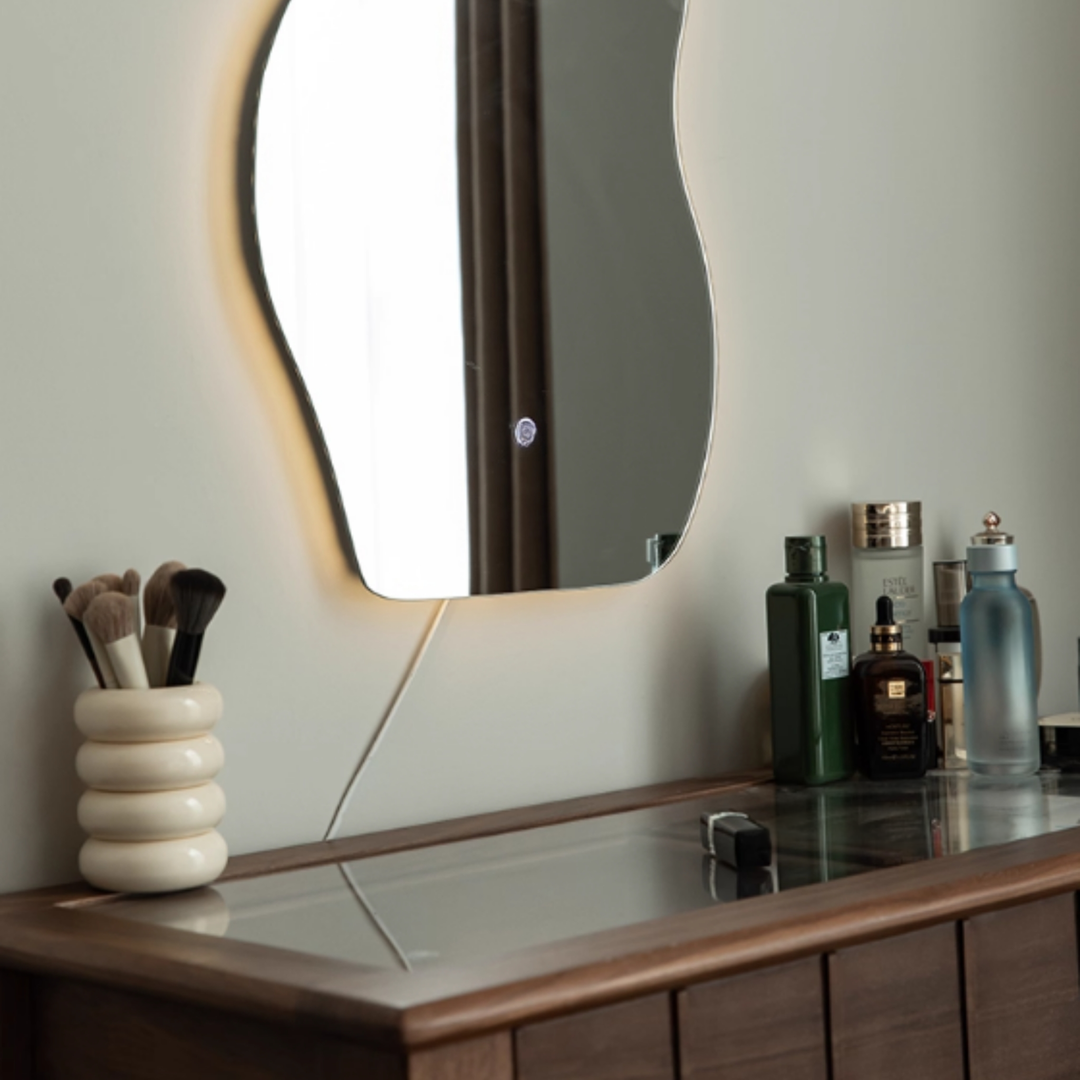 SCALVIA Walnut Wood Vanity Table