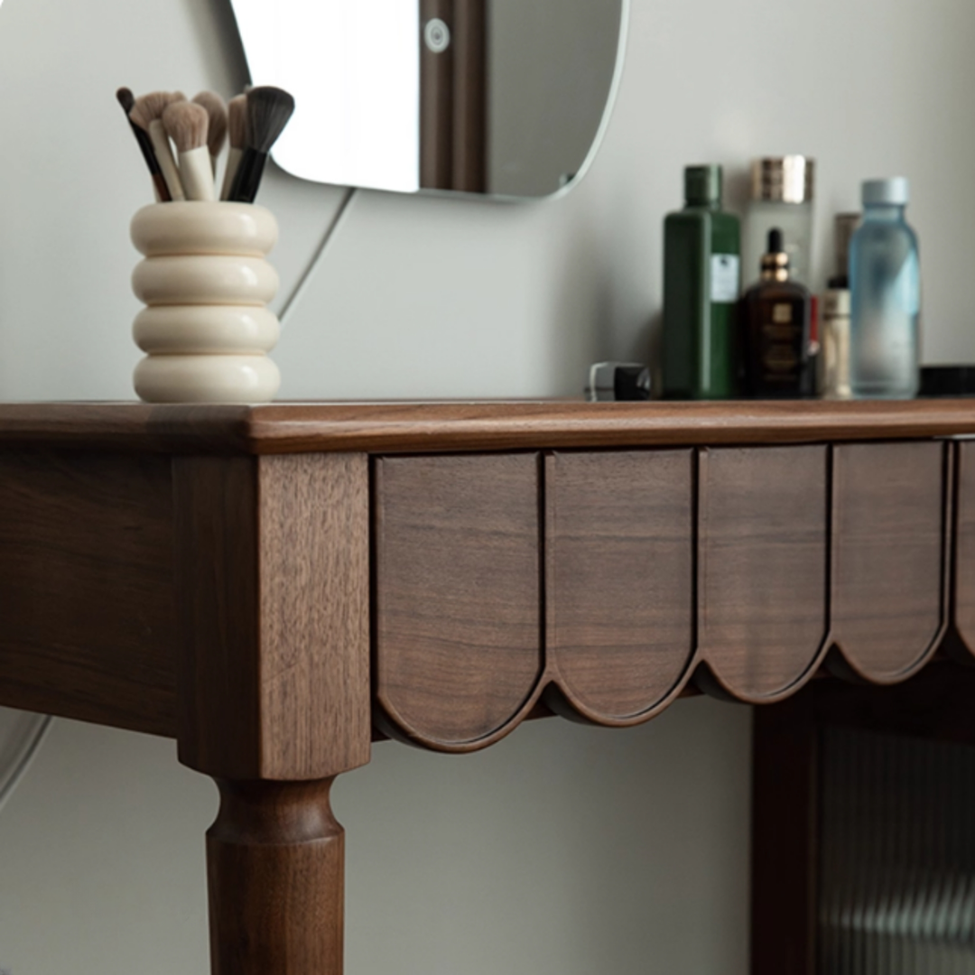 SCALVIA Walnut Wood Vanity Table