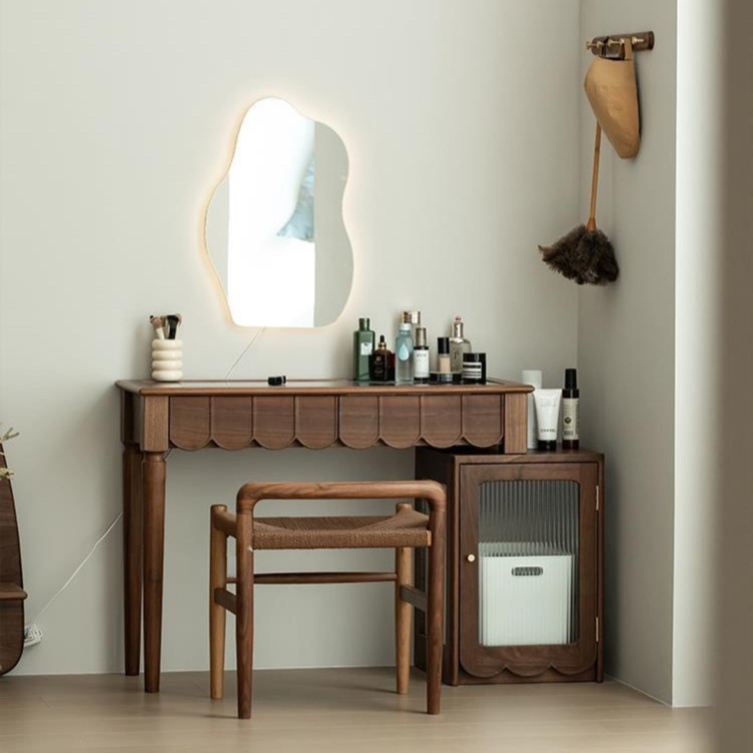 SCALVIA Walnut Wood Vanity Table