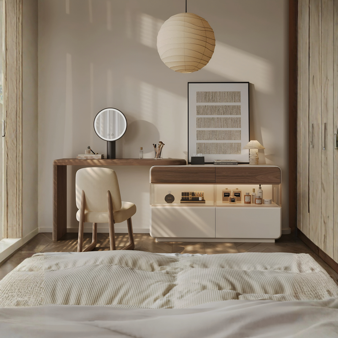 WALVESS Modern Walnut Vanity Table