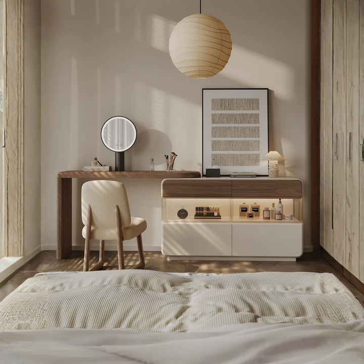 WALVESS Modern Walnut Vanity Table