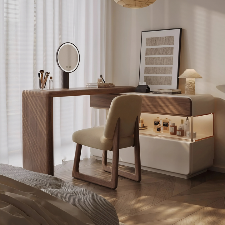 WALVESS Modern Walnut Vanity Table