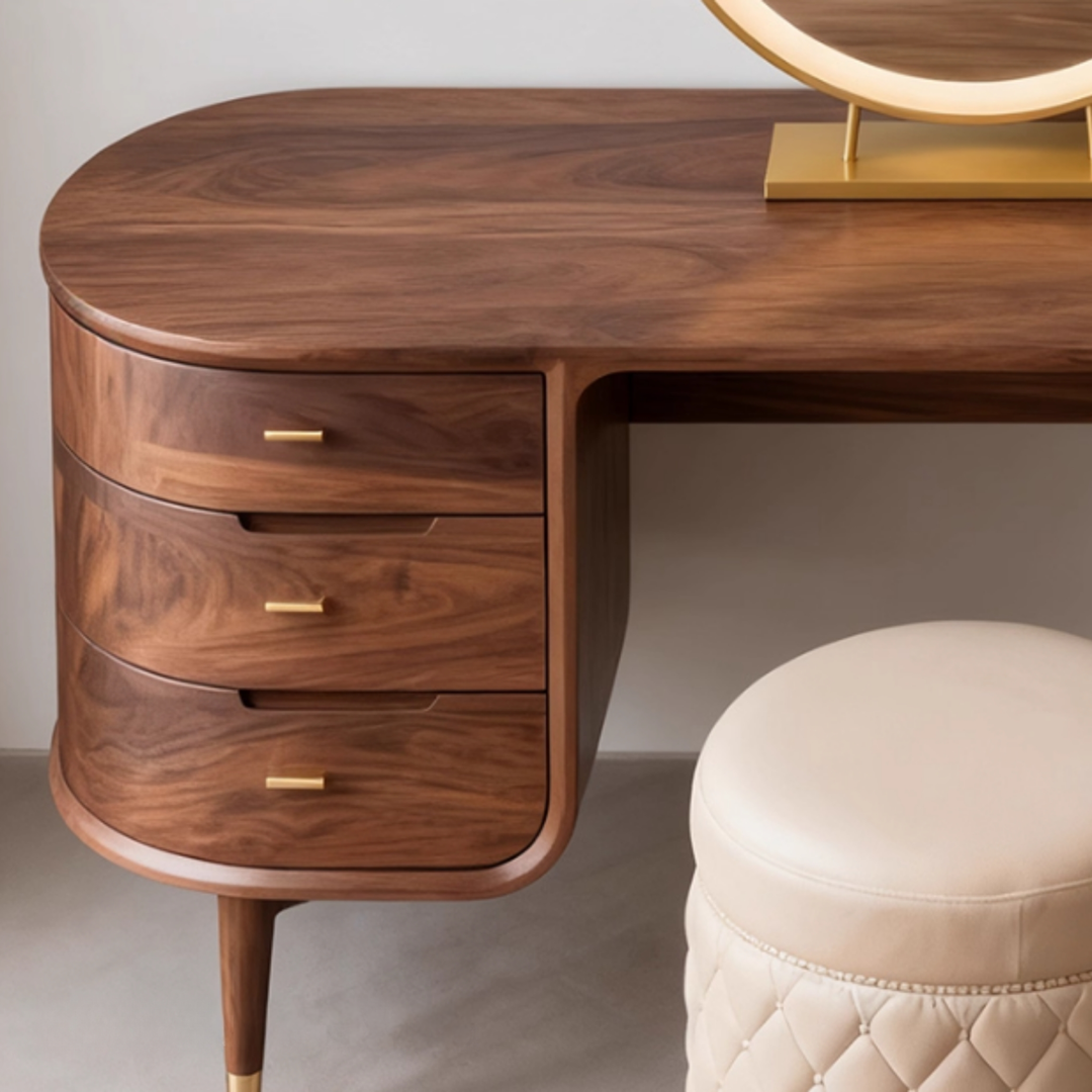 NOIREVA Black Walnut Wood Vanity Table - Cassa Haus Singapore